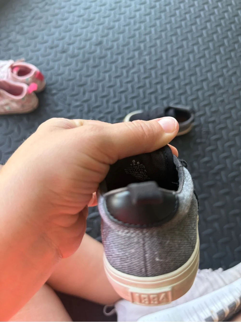Old Navy Black and Tan Kids Canvas Hook-and-Loop Sneakers
